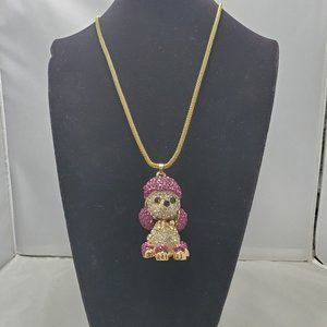 JTV off park collection multi color crystal gold tone poodle pendant with chain